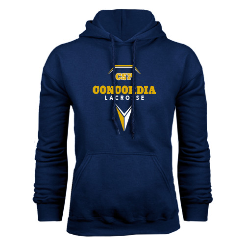  Navy Fleece Hoodie - Lacrosse Geometric Stick