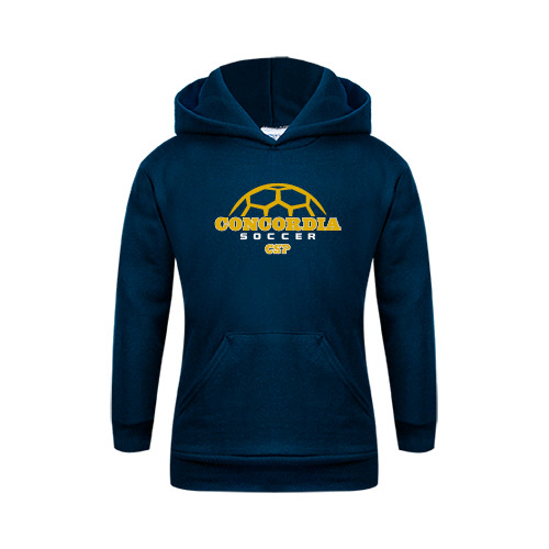  Youth Navy Fleece Hoodie - Soccer Half Ball Design