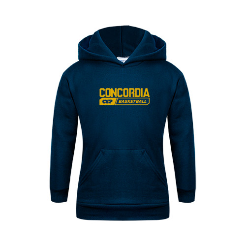  Youth Navy Fleece Hoodie - Block Basketball Design