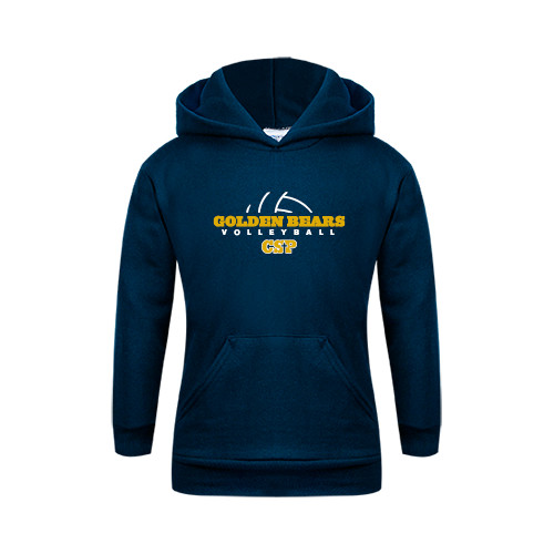  Youth Navy Fleece Hoodie - Volleyball Half Ball Design