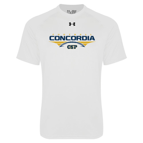  Under Armour White Tech Tee - Football Geometric Design