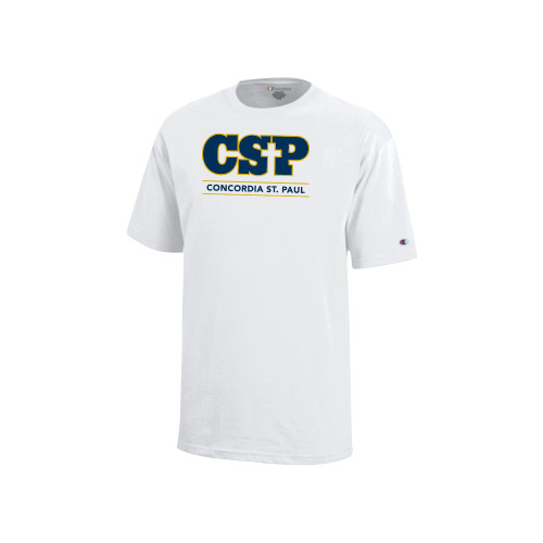  Champion Youth White Short Sleeve Tee - CSP Concordia St. Paul Stacked
