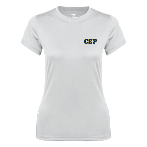  Womens White Performance Tee - Primary Mark