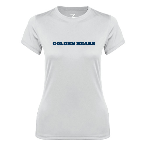  Womens White Performance Tee - Golden Bears Wordmark