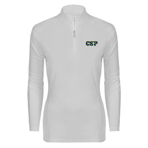  Syntrel Womens White Interlock 1/4 Zip - Primary Mark