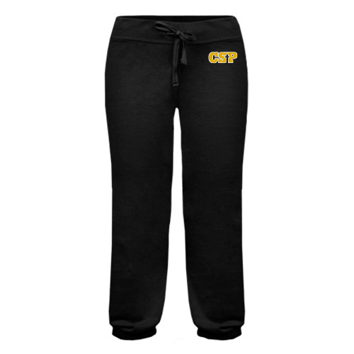  ENZA Womens Black Banded Fleece Capri - Primary Mark