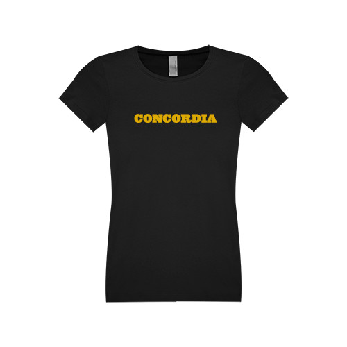  Next Level Girls Black Fashion Fit T Shirt - Concordia Wordmark