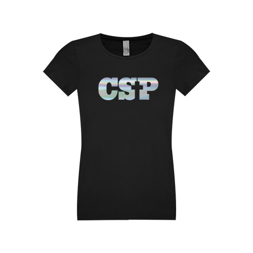  Next Level Girls Black Fashion Fit T Shirt - Primary Mark Foil