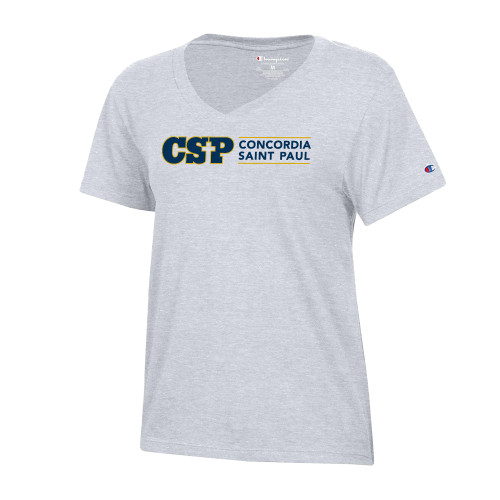  Champion Womens  Oxford Grey Core VNeck Tee - CSP Concordia St. Paul Horizontal