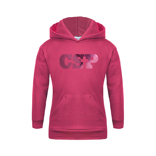  Youth Hot Pink Fleece Hoodie - Primary Mark Foil