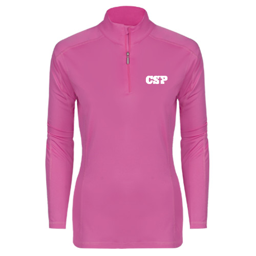  Syntrel Womens Raspberry Interlock 1/4 Zip - Primary Mark