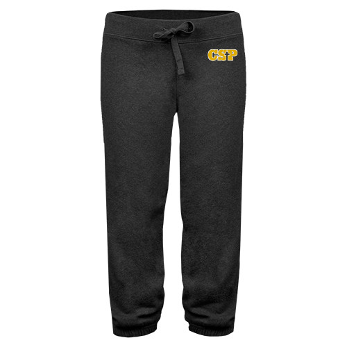  ENZA Womens Dark Heather Banded Fleece Capri - Primary Mark