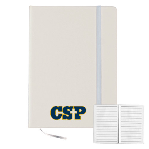  5x7 White Hard Cover Journal - Primary Mark