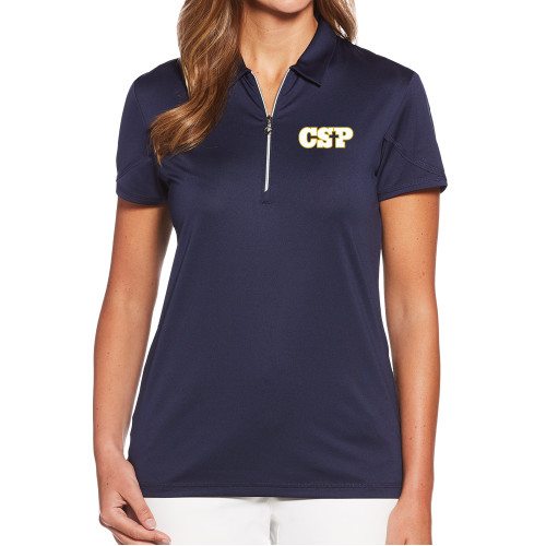 Callaway Womens Navy Tulip Sleeve Zip Polo - CSP Wordmark