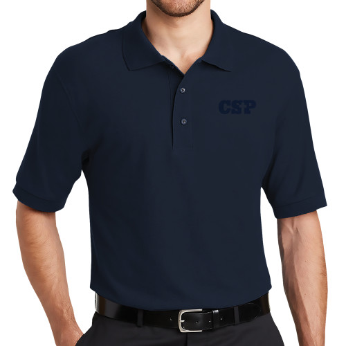  Navy Silk Touch Polo - Primary Mark Tone