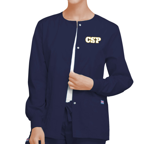  Womens Navy WW Originals Warm Up Scrub Jacket - CSP Wordmark