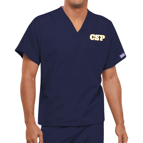  Unisex Navy WW Originals V Neck Scrub Top - CSP Wordmark