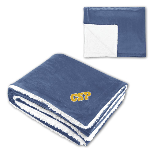  Super Soft Luxurious Navy Sherpa Throw Blanket - Primary Mark