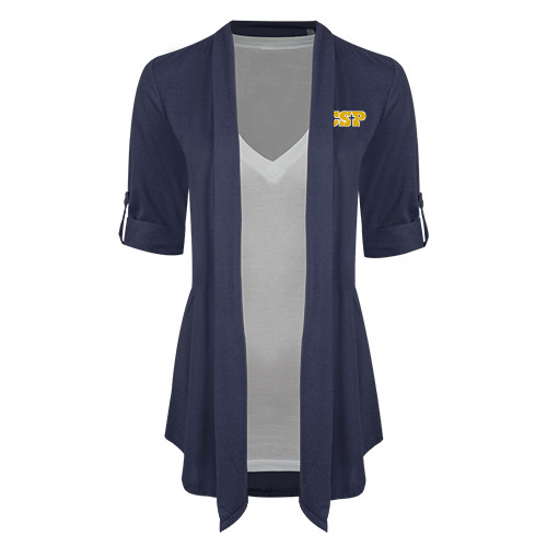  Womens Navy Drape Front Cardigan Sweater  - Primary Mark