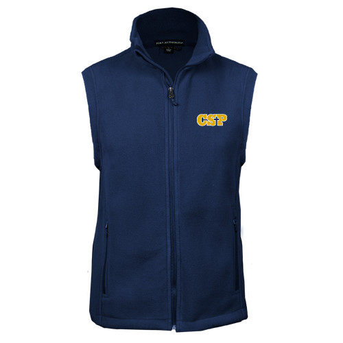  Navy Fleece Full Zip Vest - Primary Mark