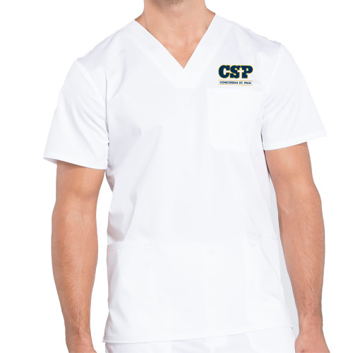  Mens White Revolution Scrub Top - CSP Concordia St. Paul Stacked