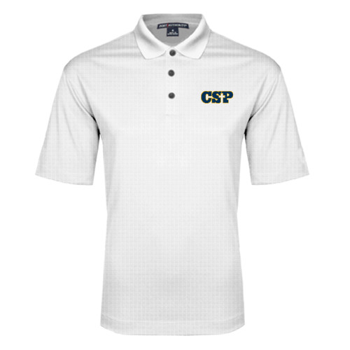  White Performance Fine Jacquard Polo - Primary Mark