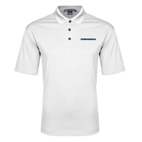  White Performance Fine Jacquard Polo - Concordia Wordmark