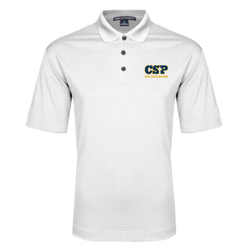  White Performance Fine Jacquard Polo - CSP Golden Bears Stacked