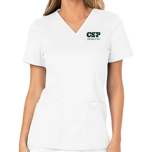  Womens White Revolution Scrub Top - CSP Concordia St. Paul Stacked