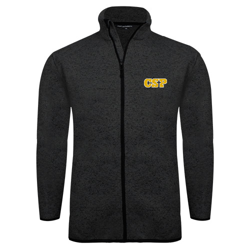 Black Heather  Sweater Fleece Jacket - Primary Mark