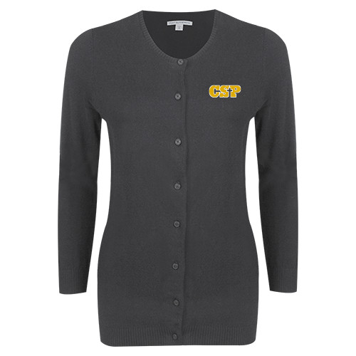  Womens Charcoal Cardigan Sweater - Primary Mark