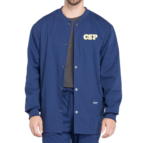  Unisex Navy Snap Front Jacket - CSP Wordmark