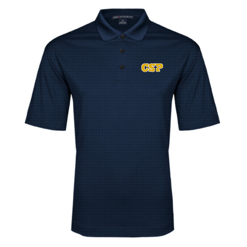  Navy Performance Fine Jacquard Polo - Primary Mark