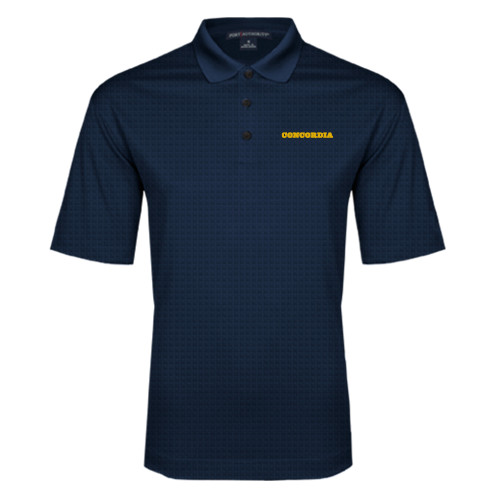  Navy Performance Fine Jacquard Polo - Concordia Wordmark