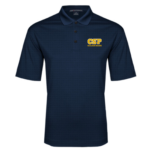  Navy Performance Fine Jacquard Polo - CSP Golden Bears Stacked