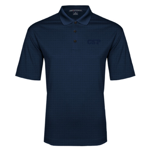  Navy Performance Fine Jacquard Polo - Primary Mark Tone
