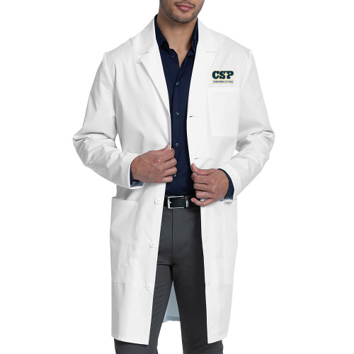 Mens 40in White Stretch Twill Lab Coat - CSP Concordia St. Paul Stacked