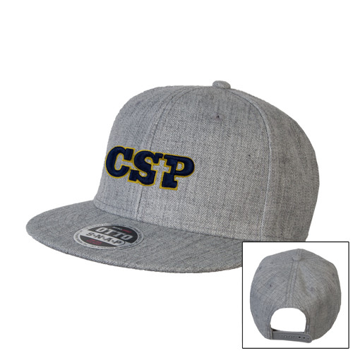  Heather Grey Wool Blend Flat Bill Snapback Hat - Primary Mark