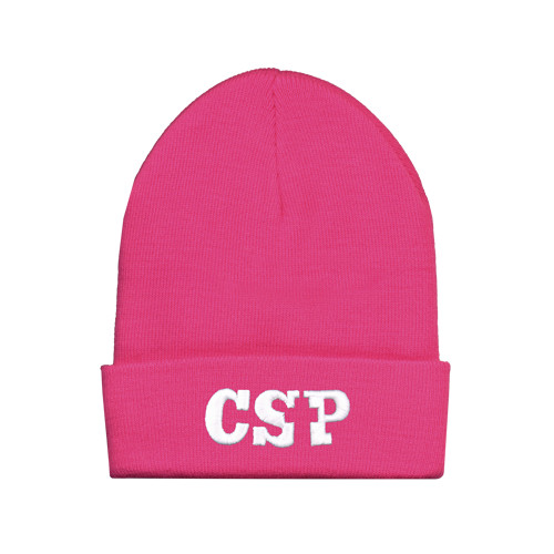  Fleece Lined Neon Pink Knit Beanie - Primary Mark