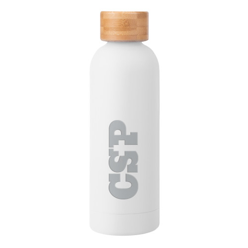  Blair White Stainless Steel Bottle w/ Bamboo Lid 17 oz - Primary Mark Engraved