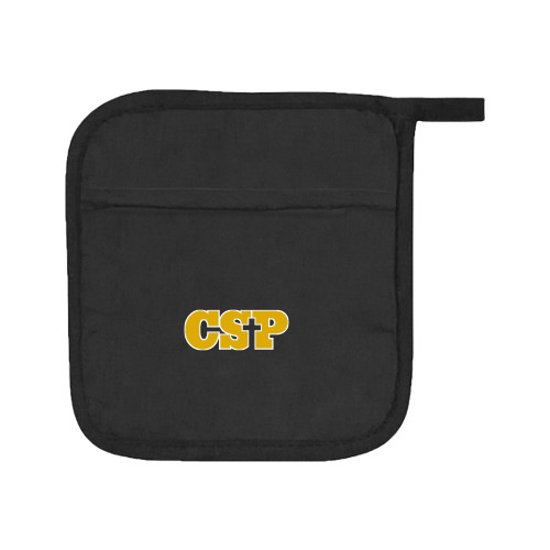  Quilted Canvas Black Pot Holder - Primary Mark