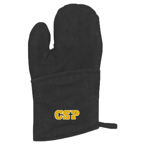  Quilted Canvas Black Oven Mitt - Primary Mark