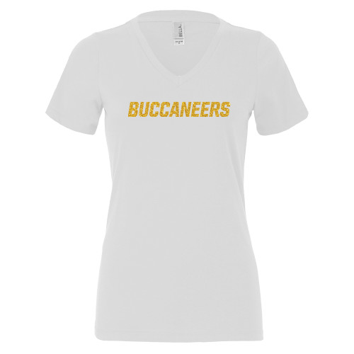  Bella + Canvas Womens White V Neck Cotton T Shirt - T - Gold