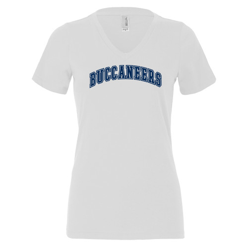  Bella + Canvas Womens White V Neck Cotton T Shirt - CSU Arched Mascot