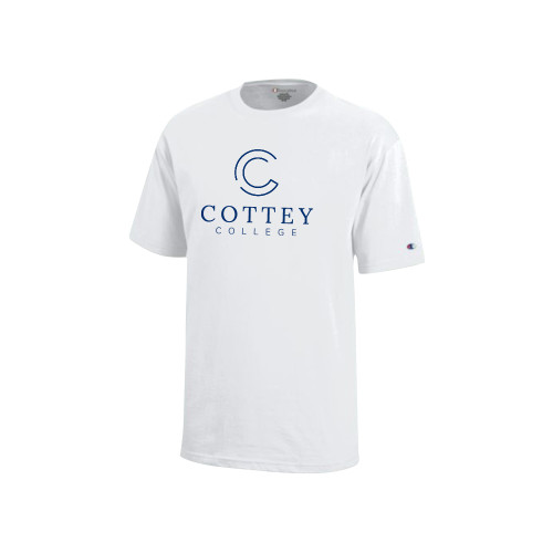  Champion Youth White Short Sleeve Tee - Academic Logo Vertical