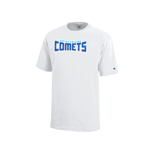  Champion Youth White Short Sleeve Tee - Wordmark