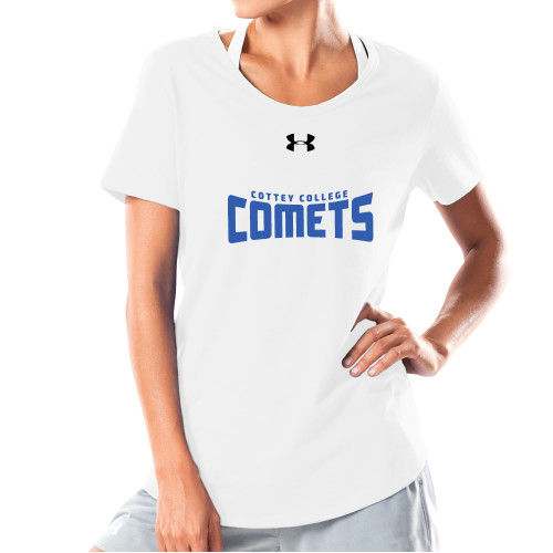  Under Armour Womens White Charged Cotton Tee - Wordmark One Color