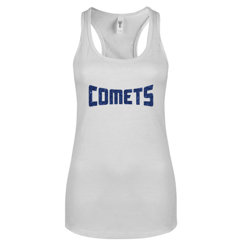 Next Level Racerback Tank White - H Dark Blue Glitter