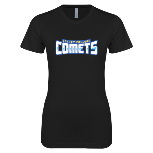  Next Level Womens Black Boyfriend Tee - Wordmark