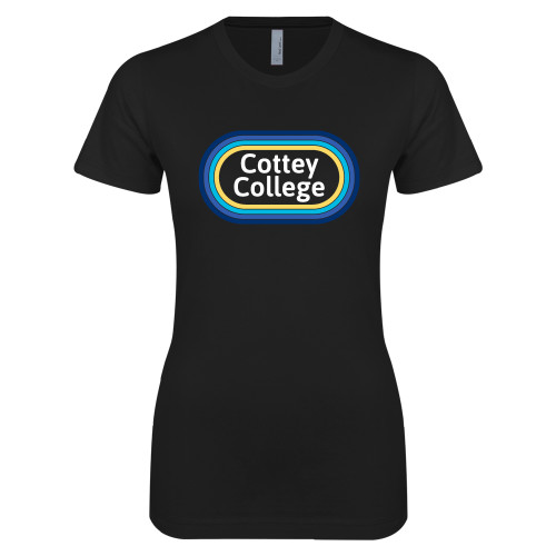  Next Level Womens Black Boyfriend Tee - Cottey College 70s Design
